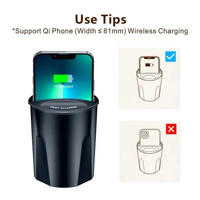 Wireless Cup Holder Car Phone Charger