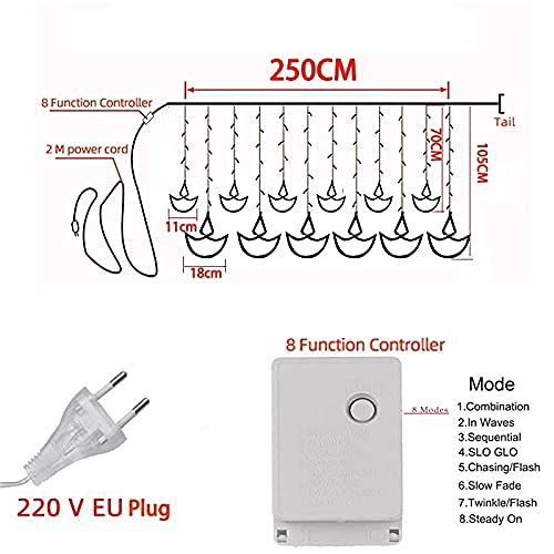 12 Diya 138 LED Curtain String Lights for Decoration
