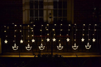 12 Diya 138 LED Curtain String Lights for Decoration