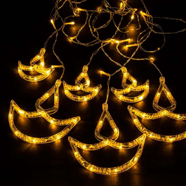 12 Diya 138 LED Curtain String Lights for Decoration